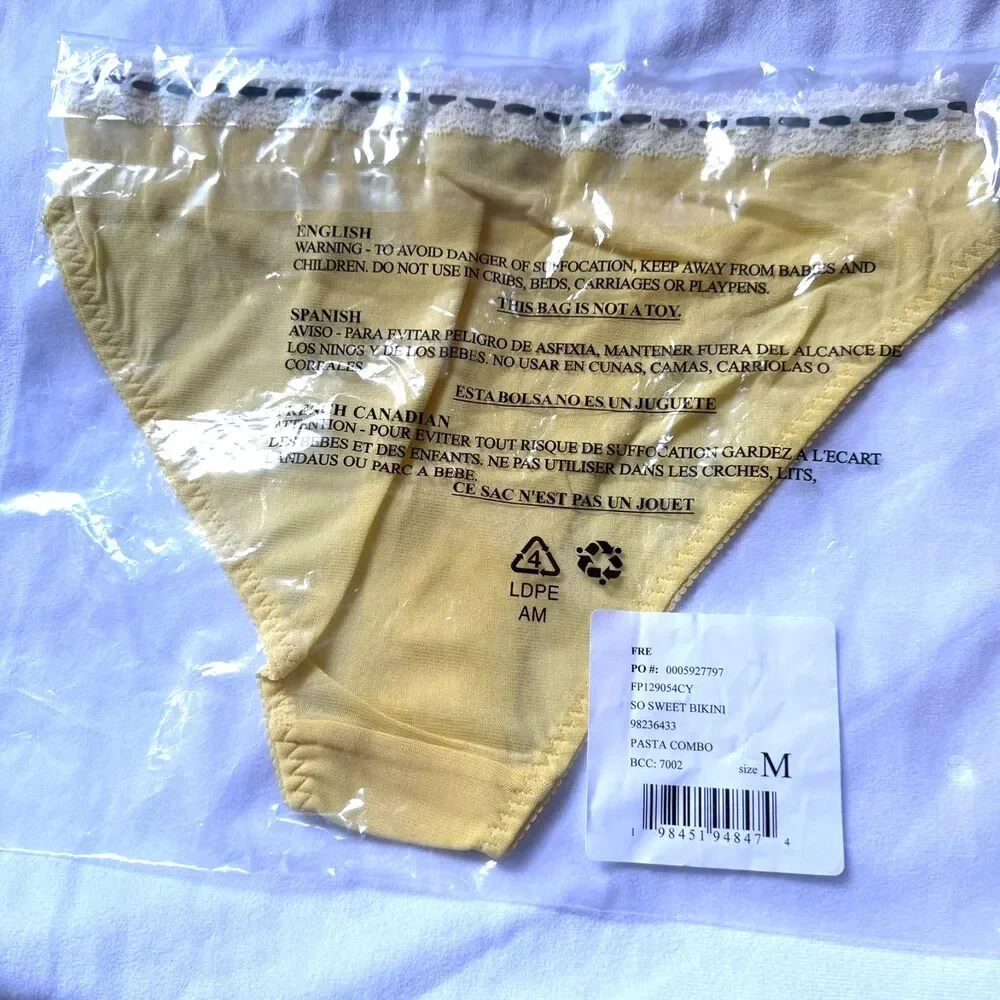 NWT Intimately Free People So Sweet Yellow Bikini Mesh Bottom Size M